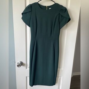 Evergreen Calvin Klein tulip sleeve dress